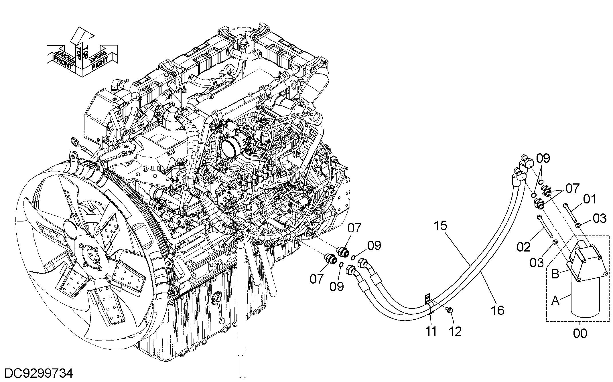 Схема Масляный фильтр трубопроводы HITACHI ZX350LCN-5B