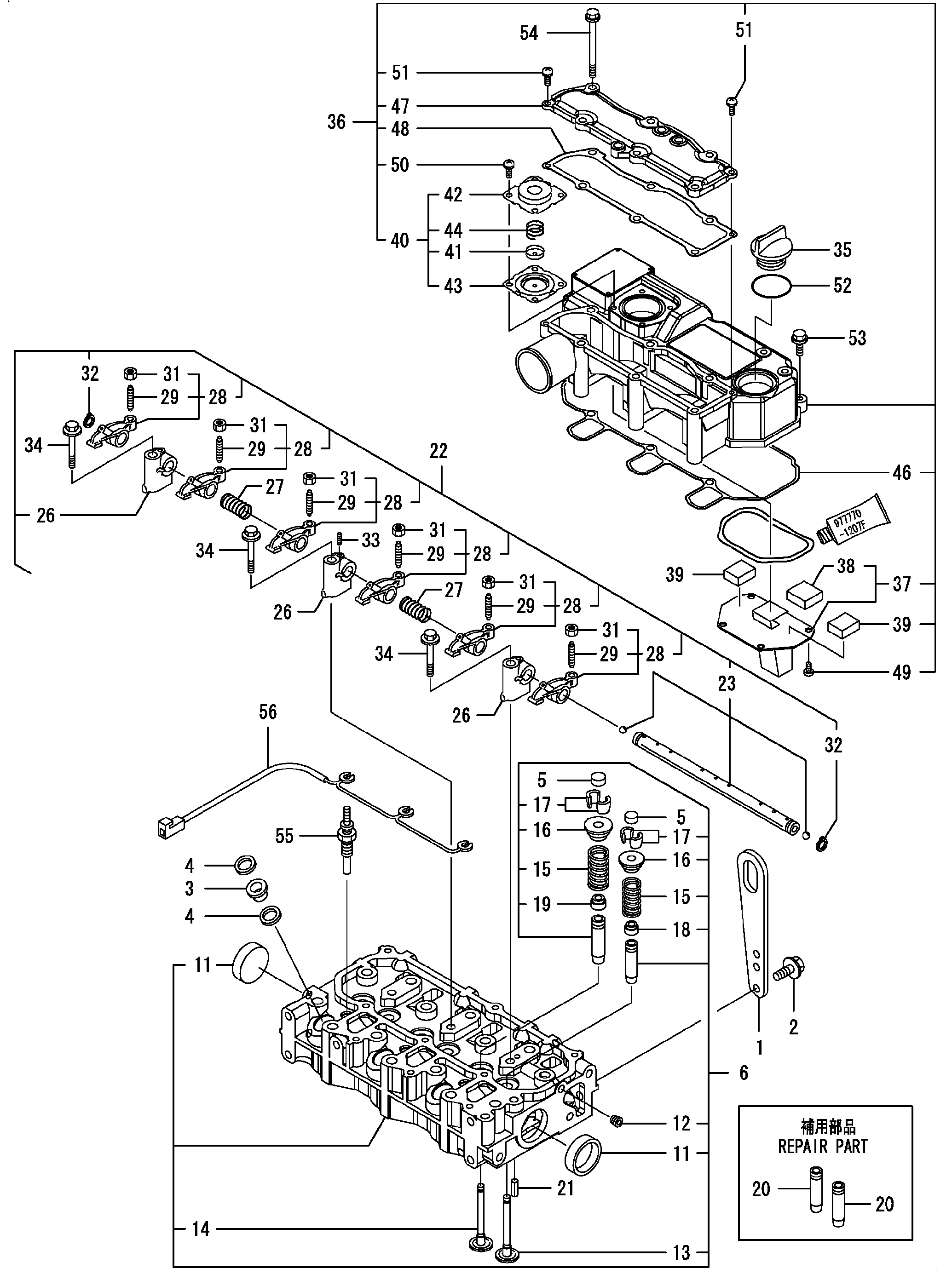 Схема Головка блока цилиндров, боннет HITACHI ZX14-3CKD