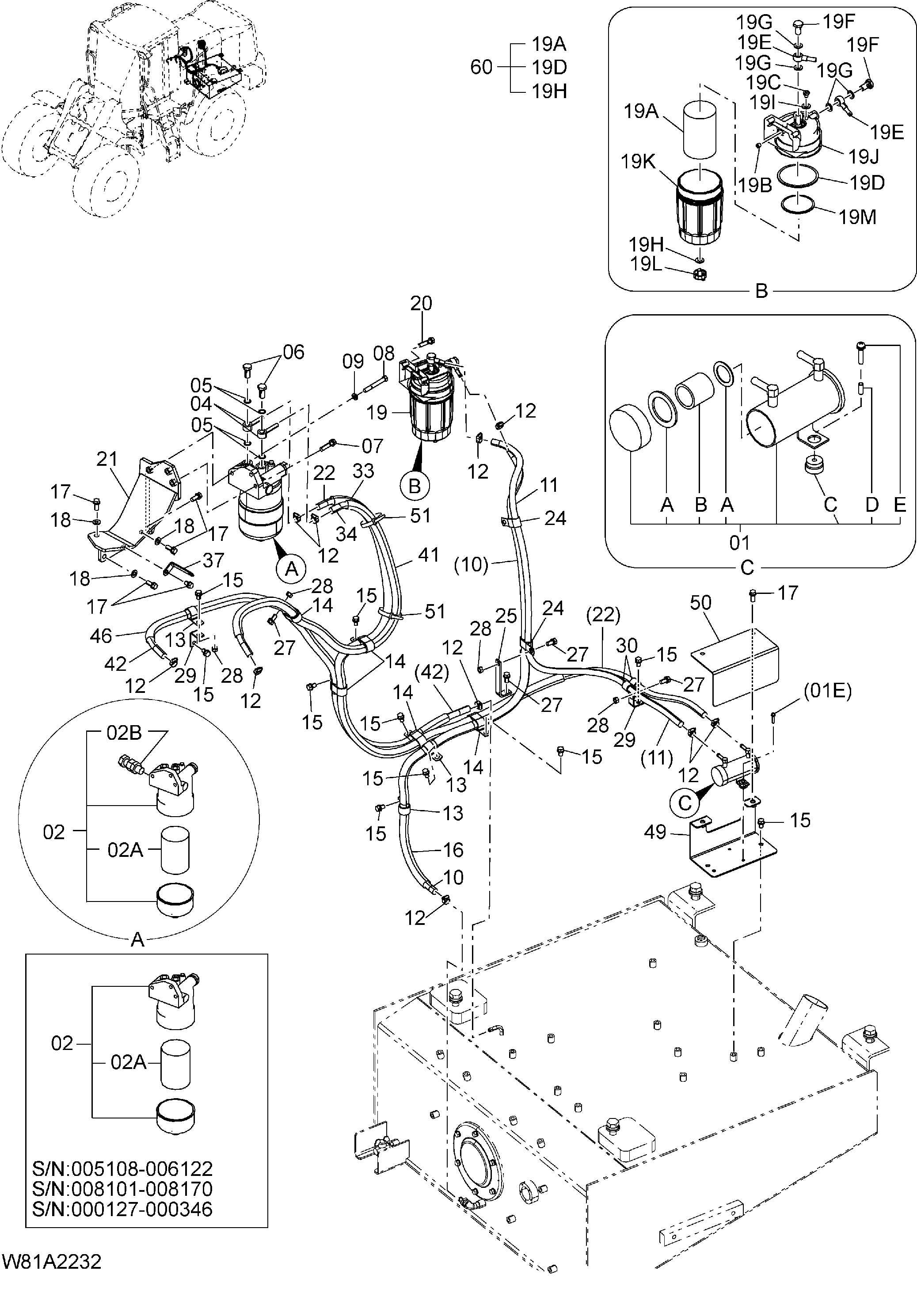 Схема Топливные трубопроводы HITACHI ZW250