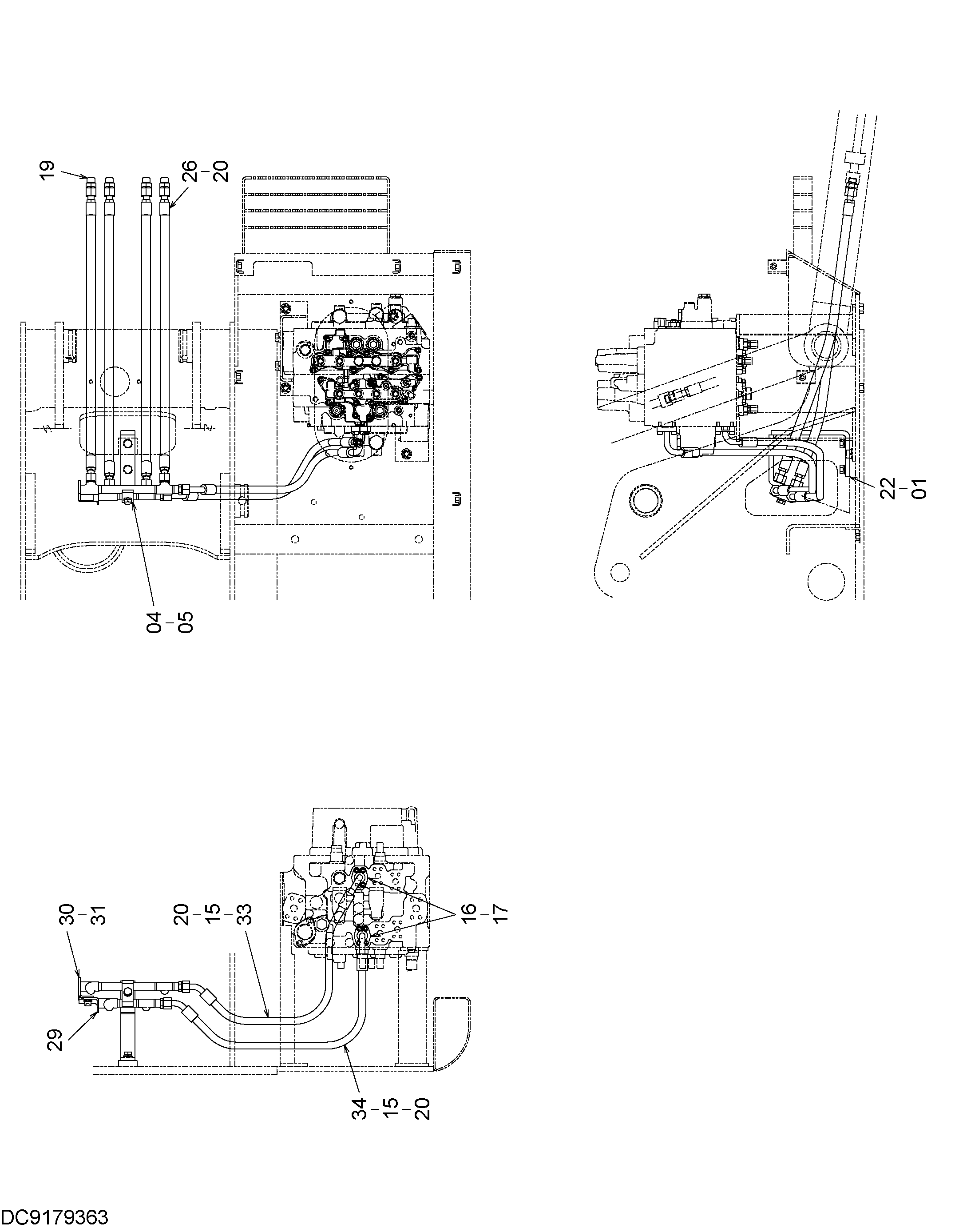Схема Основные гидролинии (1) HITACHI EX90L-5