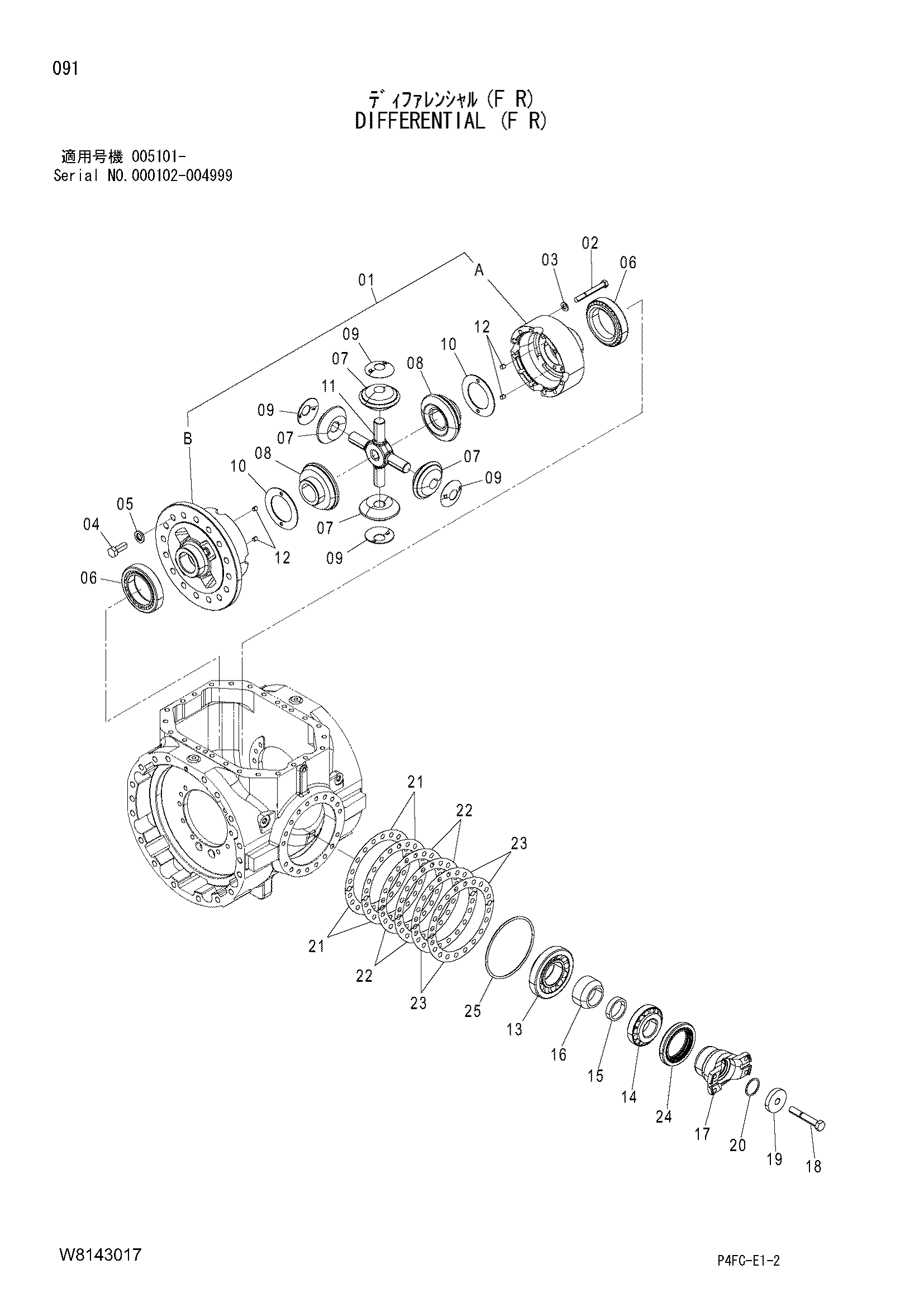 Схема Дифференциал (F R) HITACHI ZW140PL