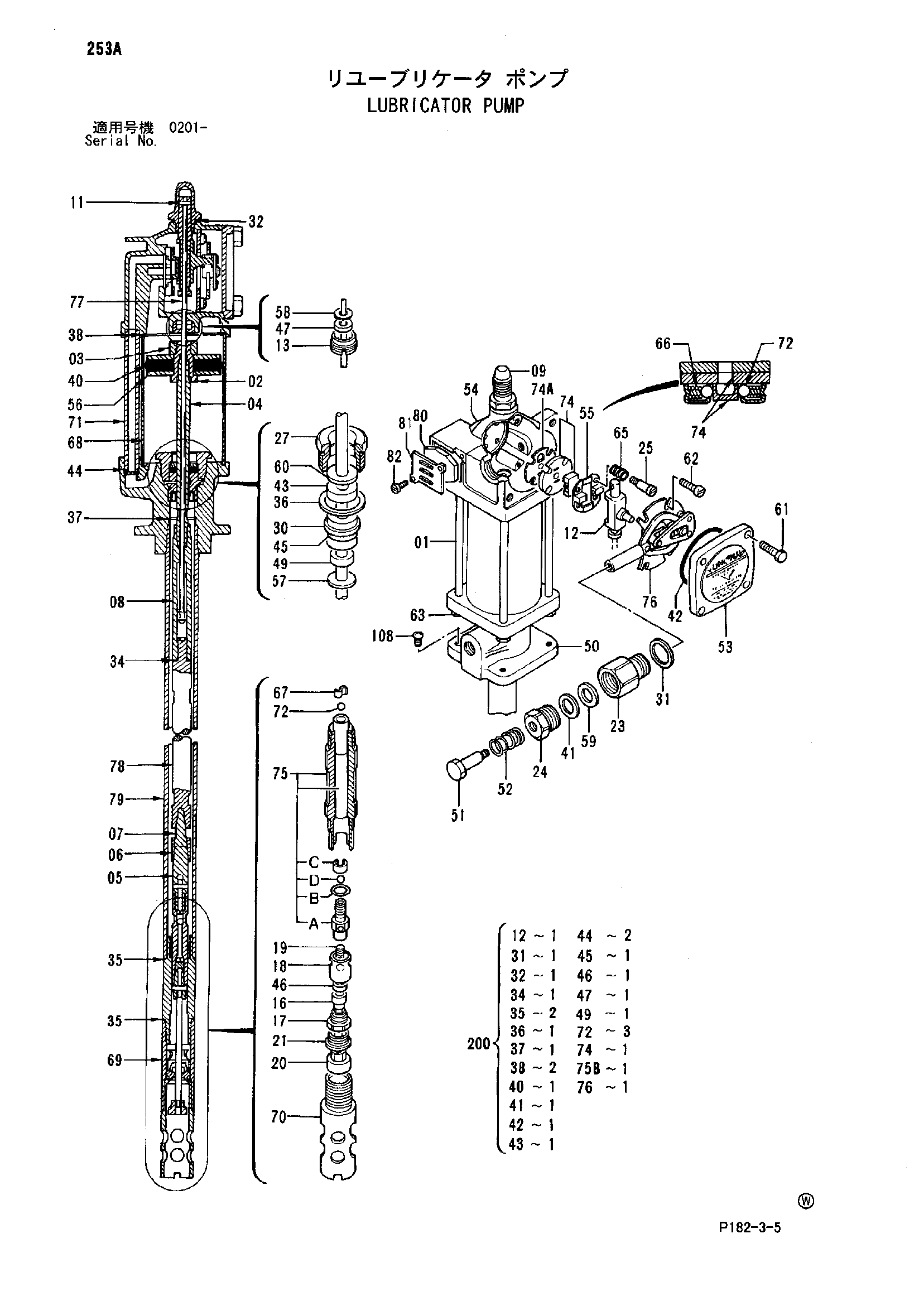 Схема Лубрикатор насос HITACHI EX1800