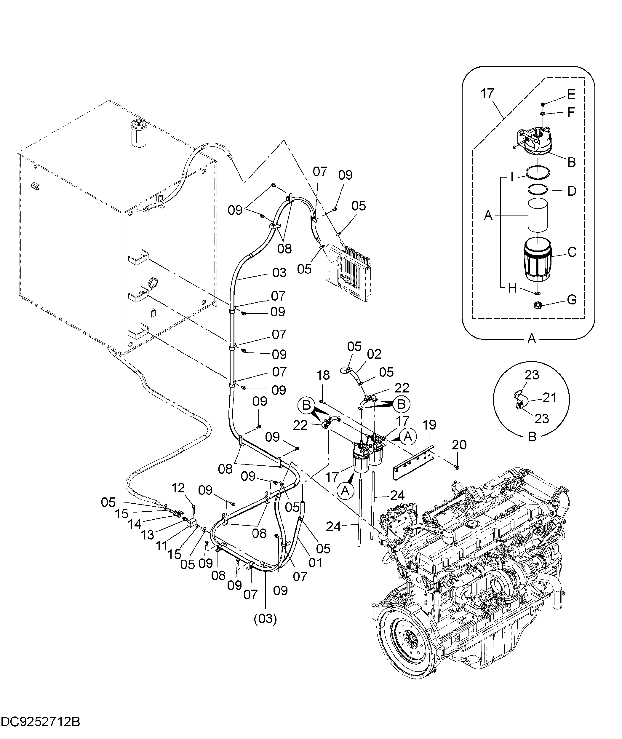 Схема Топливные трубопроводы HITACHI ZX1800K-3