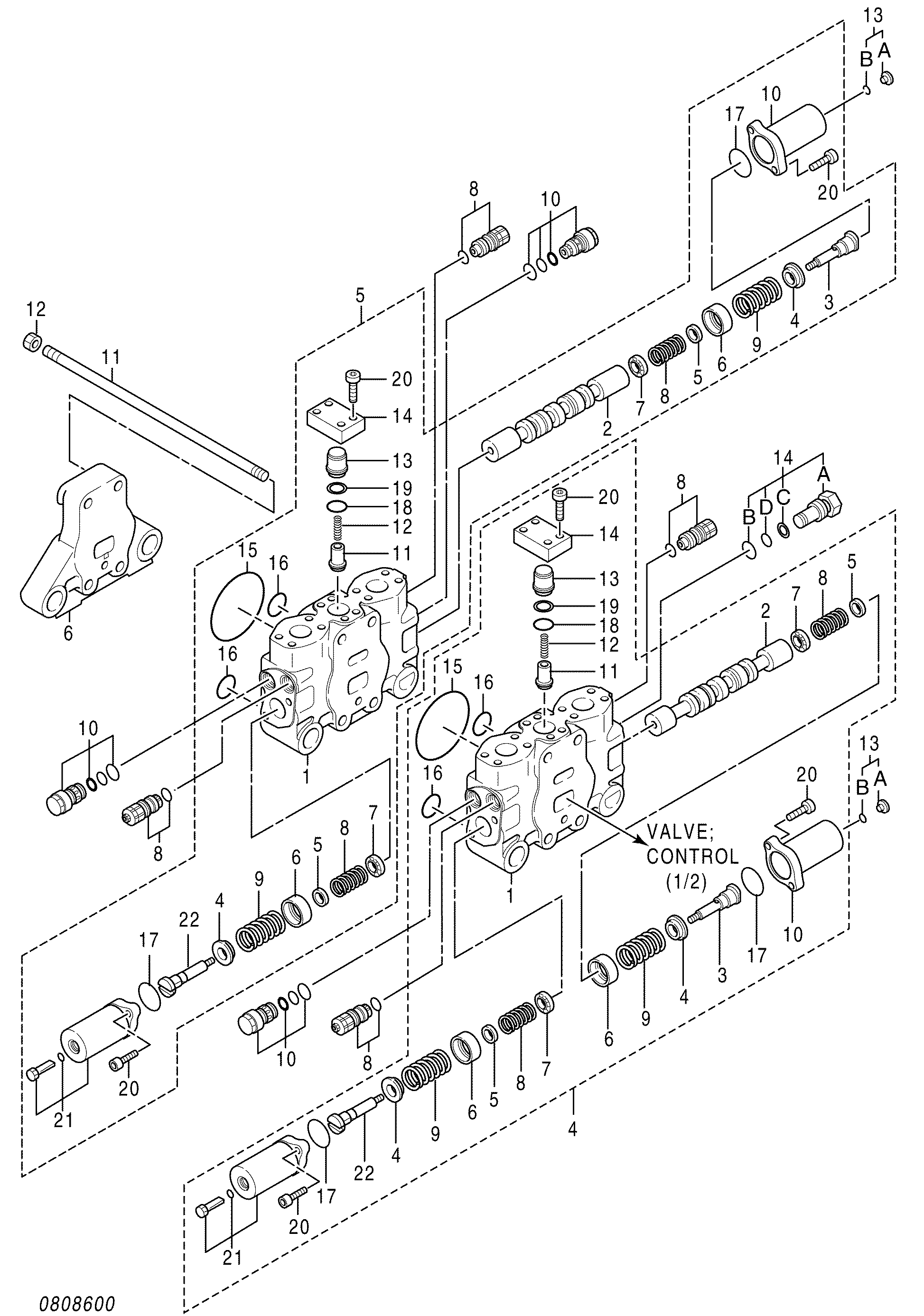 Схема Гидрораспределитель (2/2) HITACHI EX2600-6BH