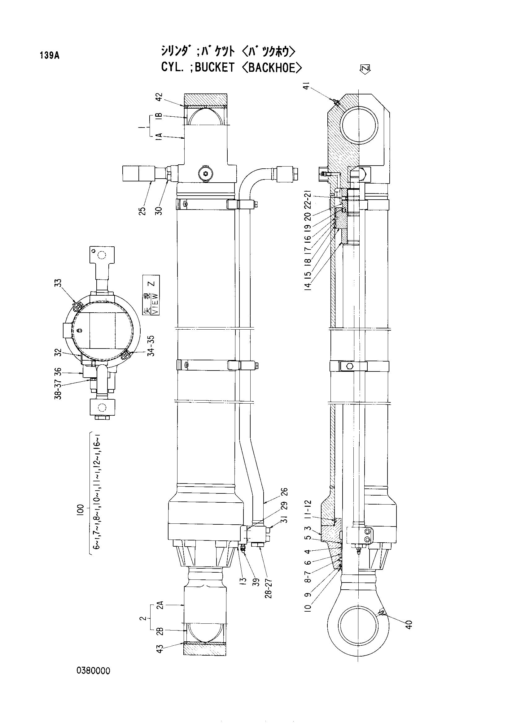 Схема Гидроцилиндр ковша <экскаватор> HITACHI EX700