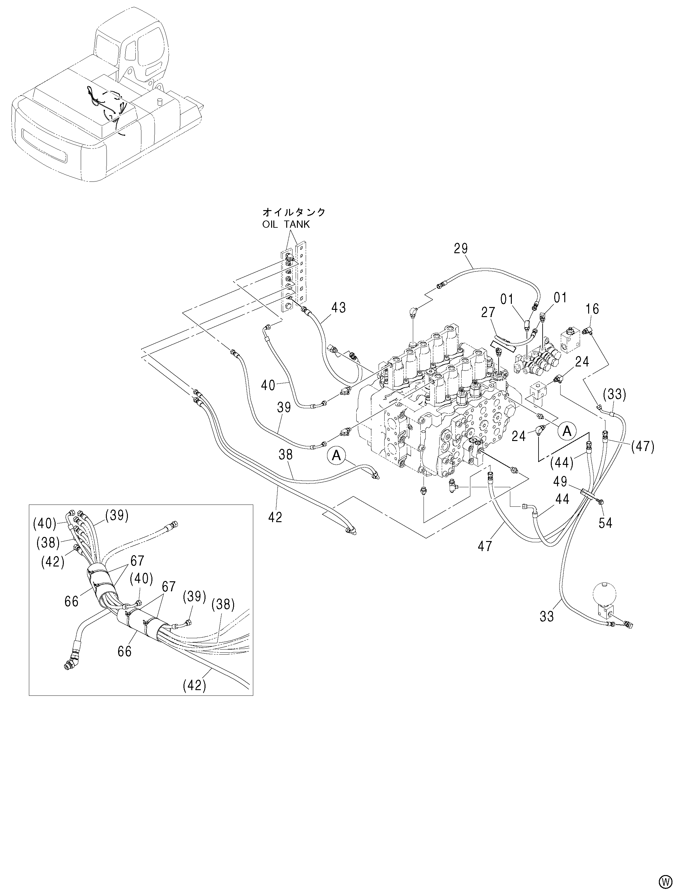 Схема Пилотные гидролинии (4-1)<450, H, MT, MTH> HITACHI ZX450H