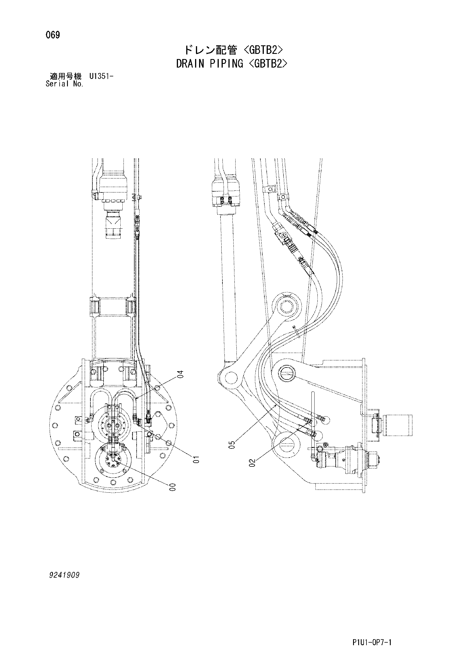 Схема Дренажные трубопроводы <гбтб2> HITACHI ZX200-3