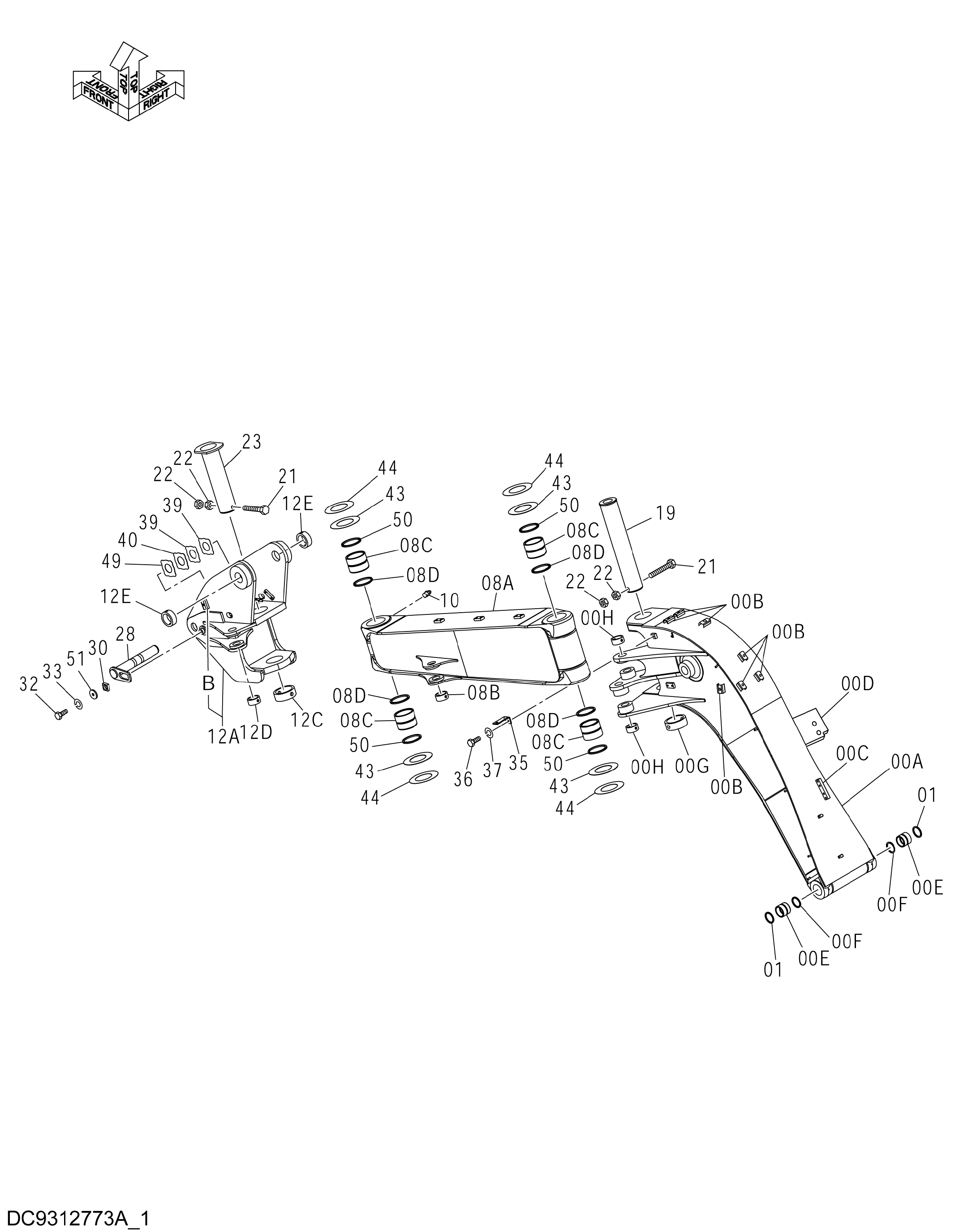 Схема Смещаемый стрела (1) HITACHI ZX135US-3