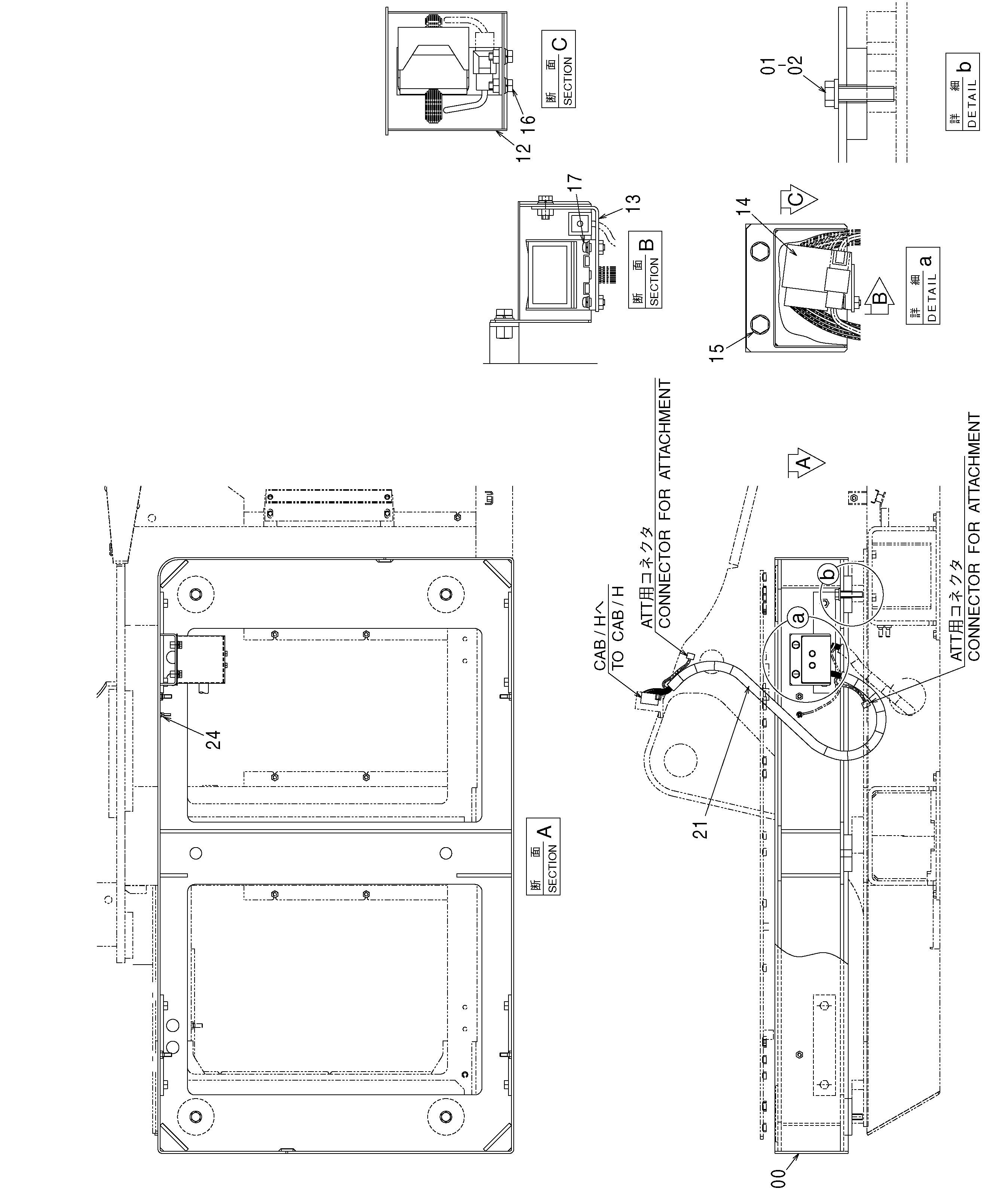Схема Хигх-моунт кабина платформа (0.5m, 1.0m, 1.2m, 1.5m, 2.0m, 2.5m, 3.0m) HITACHI ZX330-3G