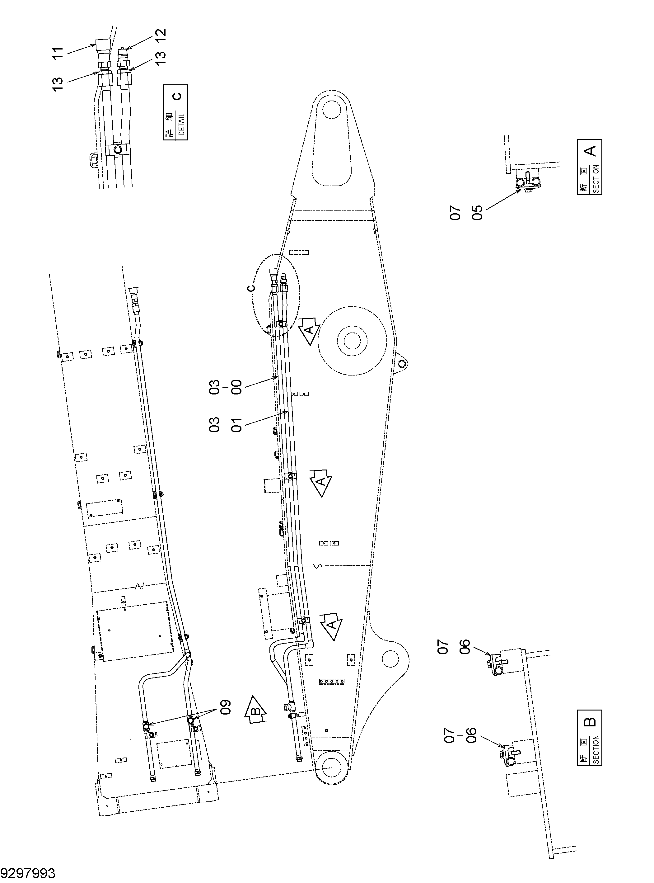 Схема Корпус трубопроводы (1) HITACHI RX3300-3