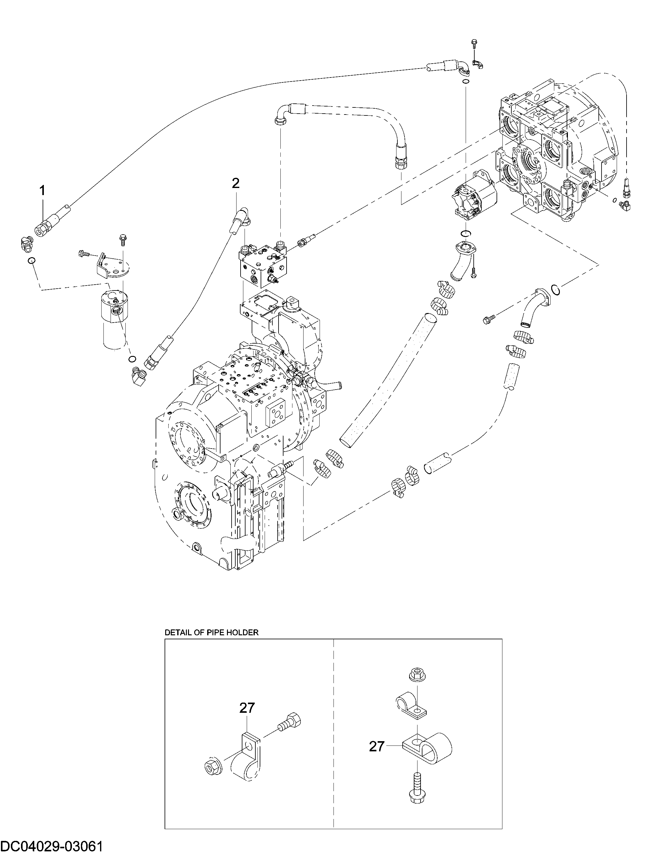Схема Гидравлический линия (T/C, T/M) HITACHI ZW550