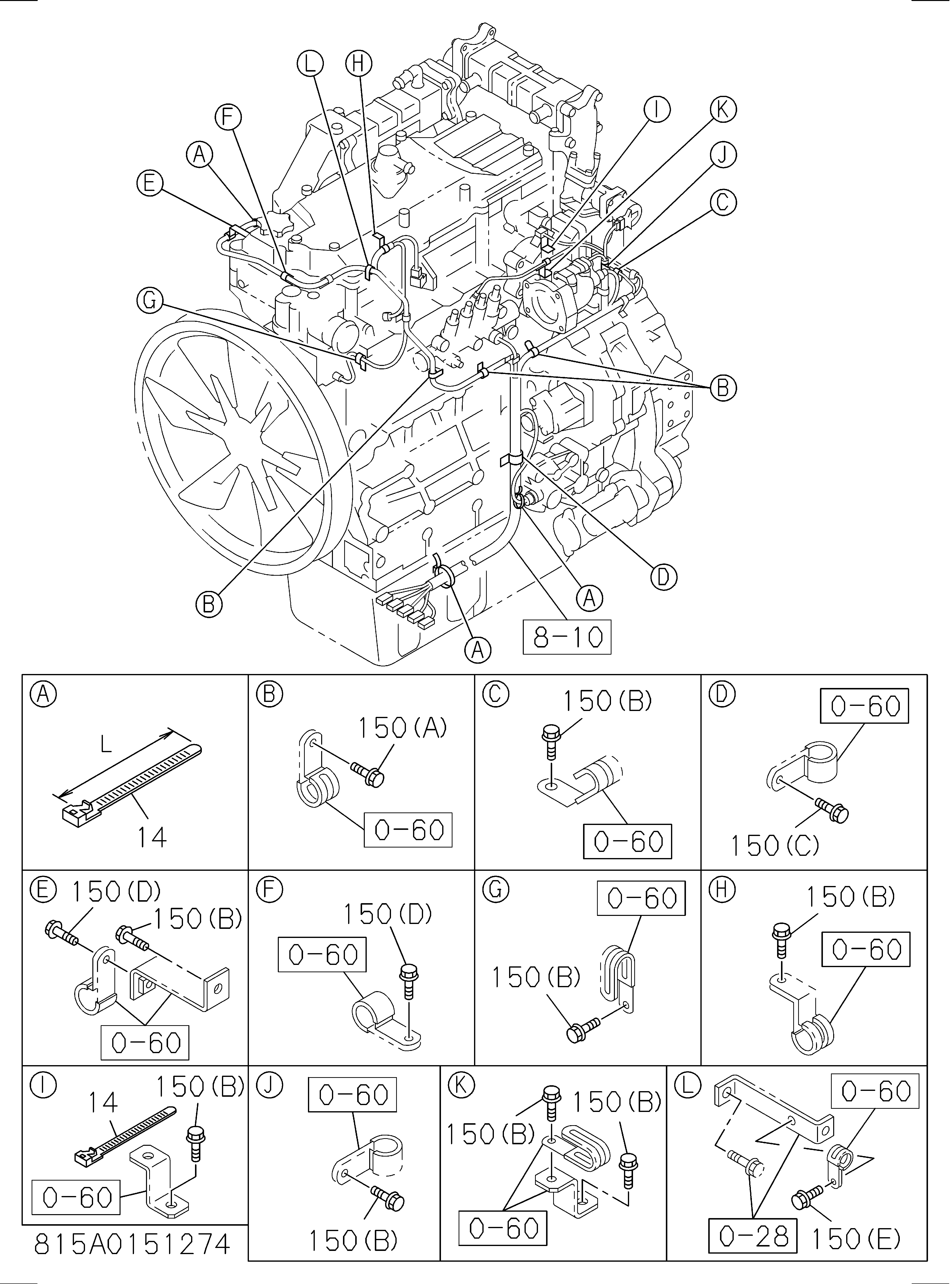 Схема 815: Крепёжные детали жгут проводов HITACHI ZX290LC-5B