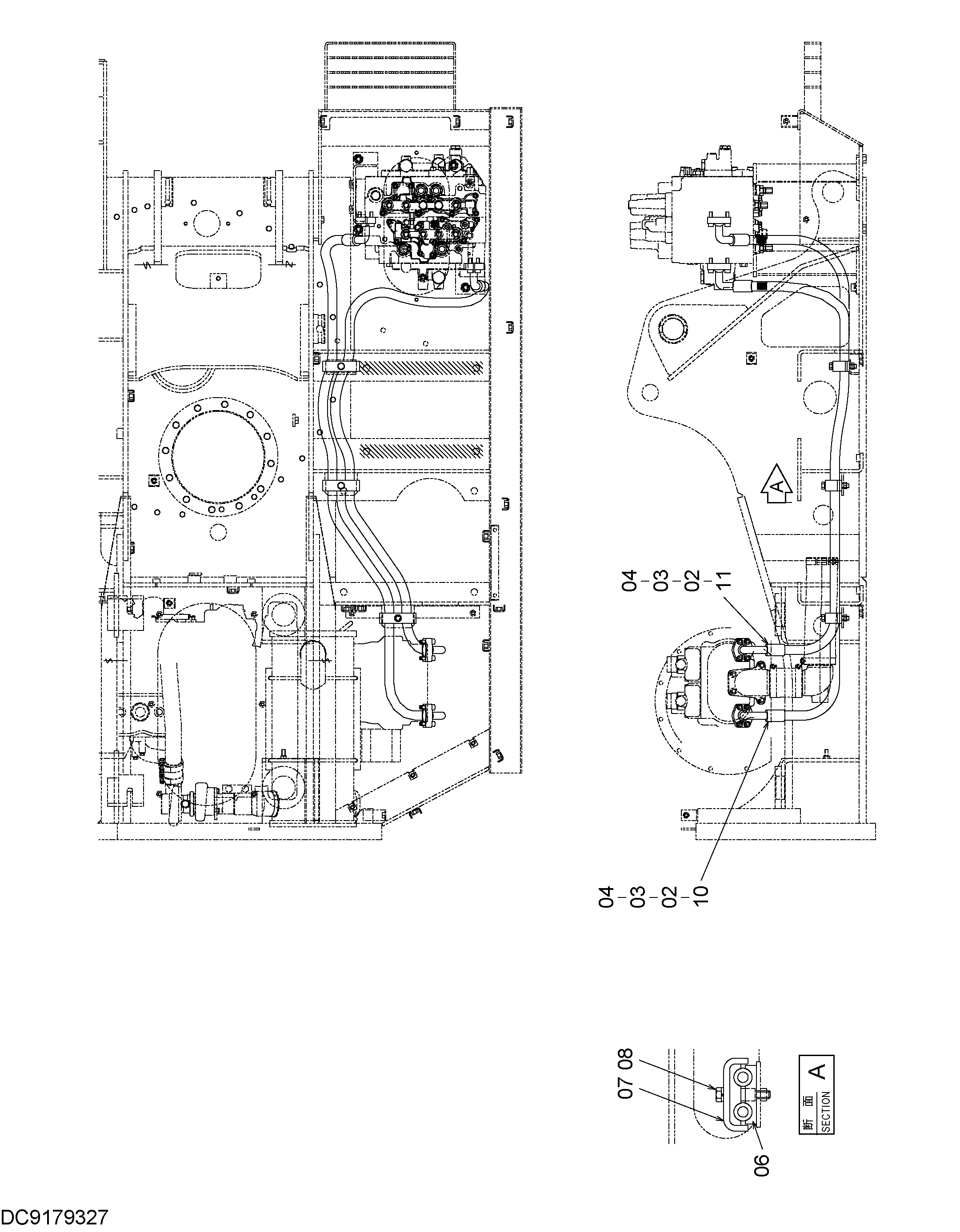 Схема Напорные трубопроводы HITACHI EX90L-5