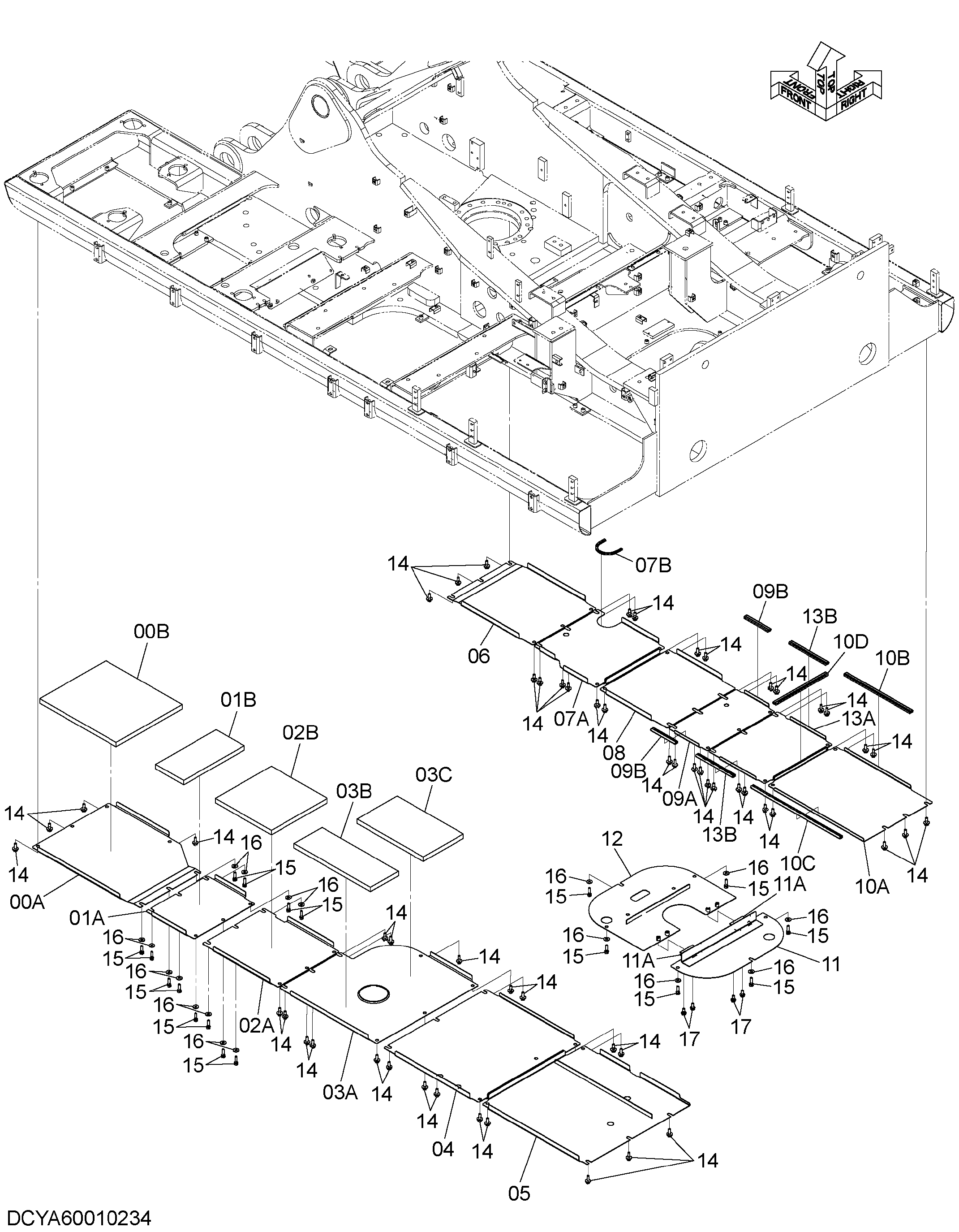 Схема Нижняя защита HITACHI ZX470LC-5G