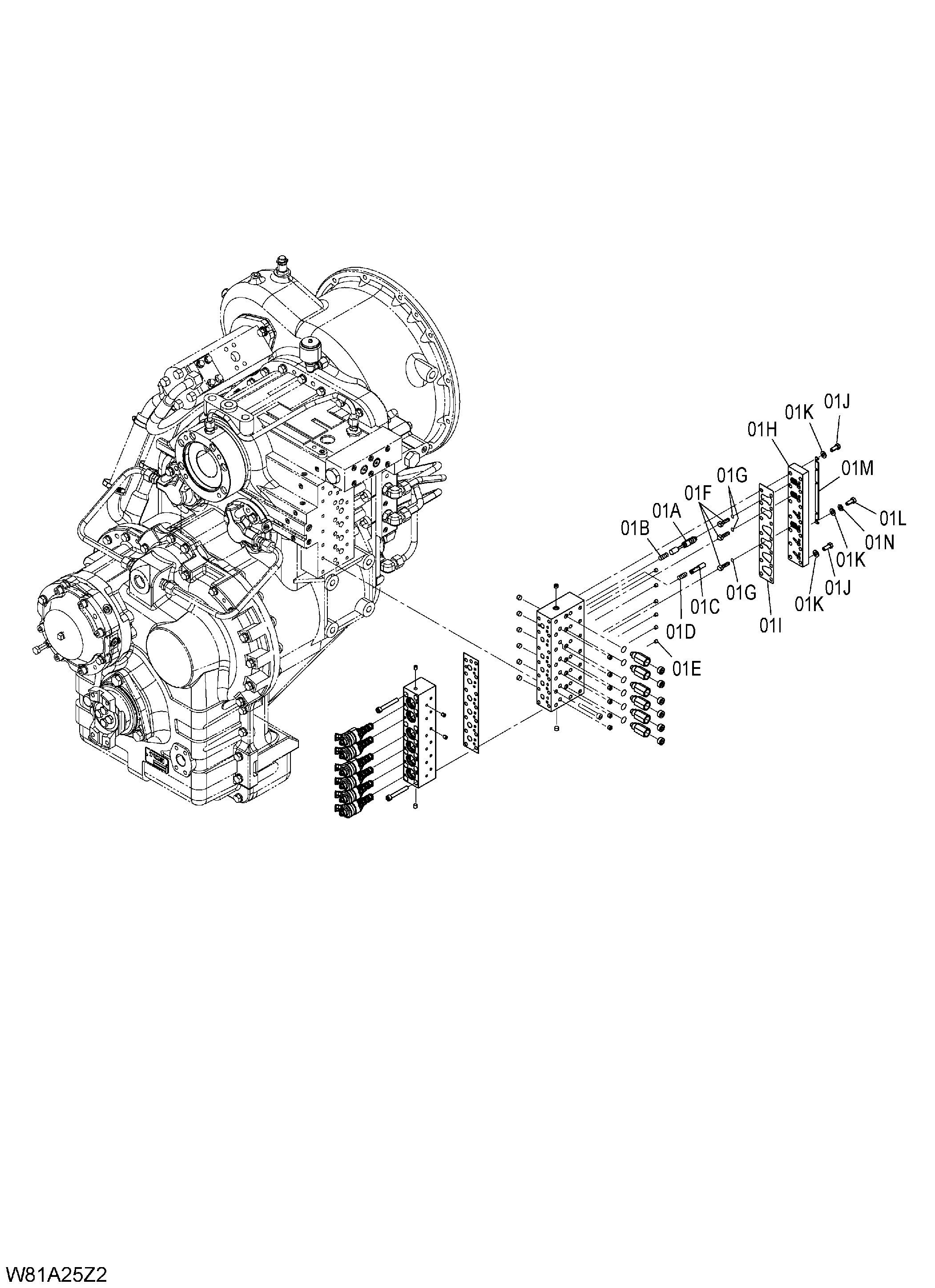 Схема Клапан в сборе (2) (1-2) [6CH, HCH, HEH] HITACHI ZW250