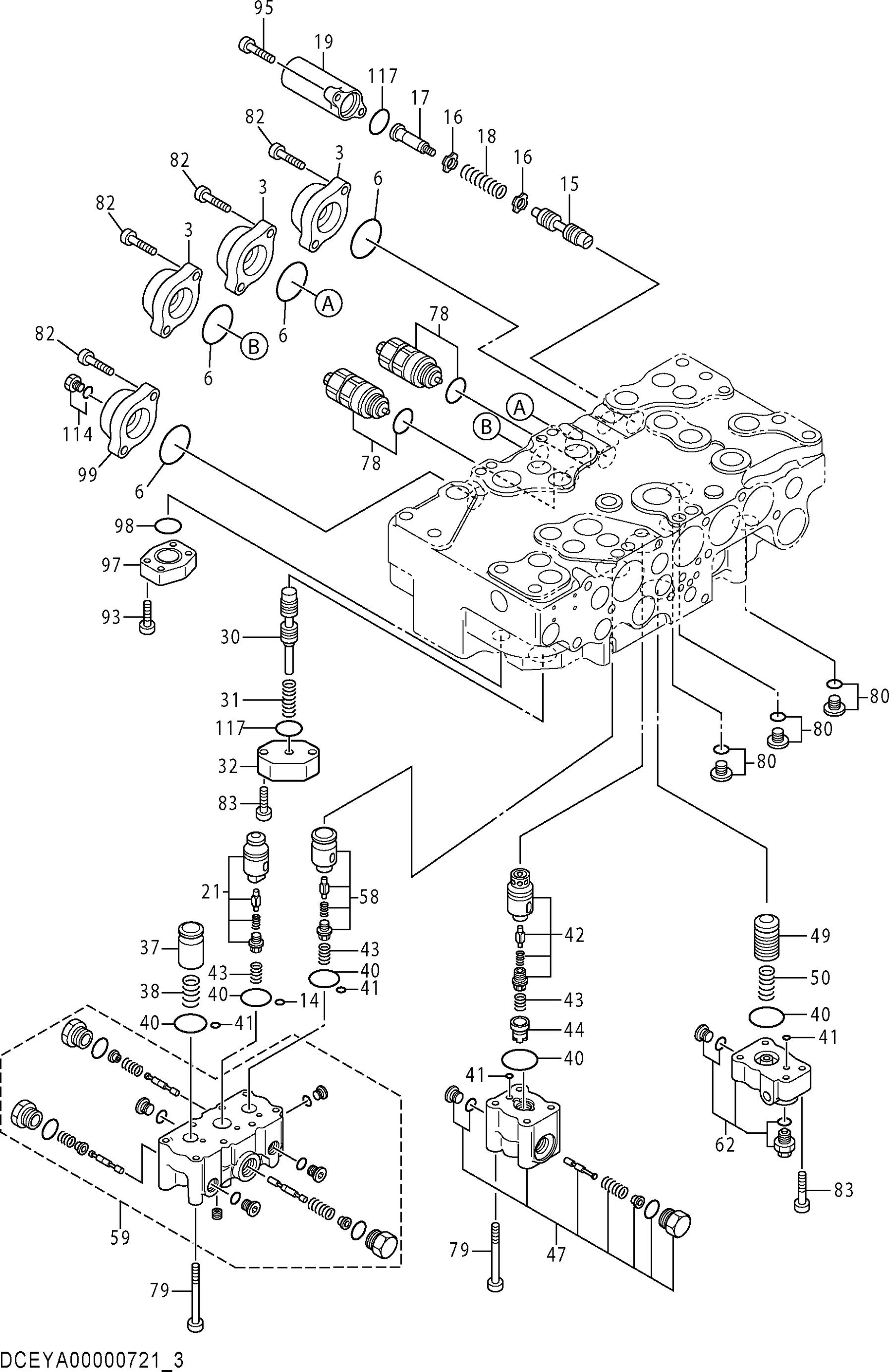 Схема Гидрораспределитель (3/5) HITACHI ZX280LC-5G