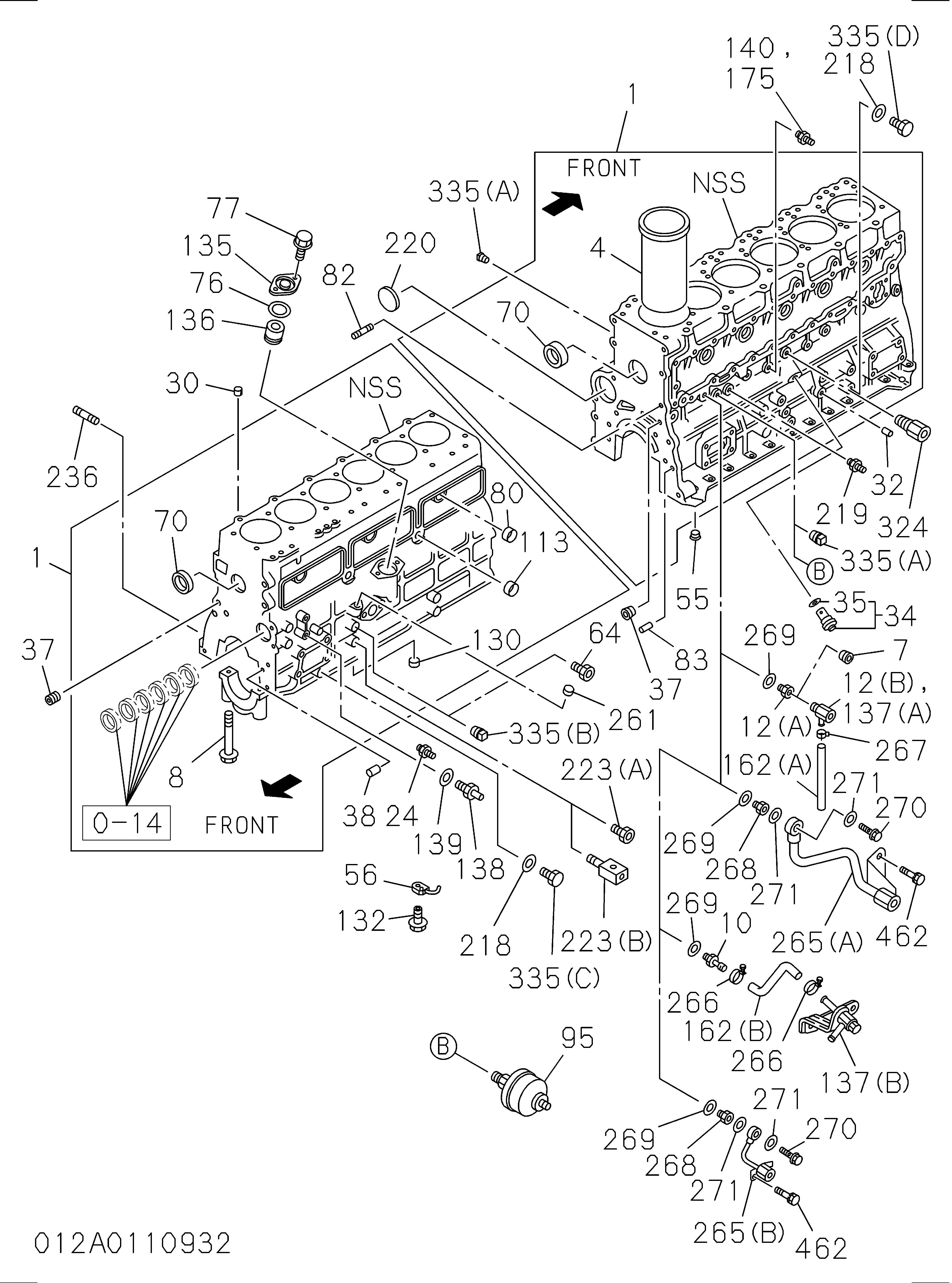 Схема 012: Блок цилиндров HITACHI ZX125W