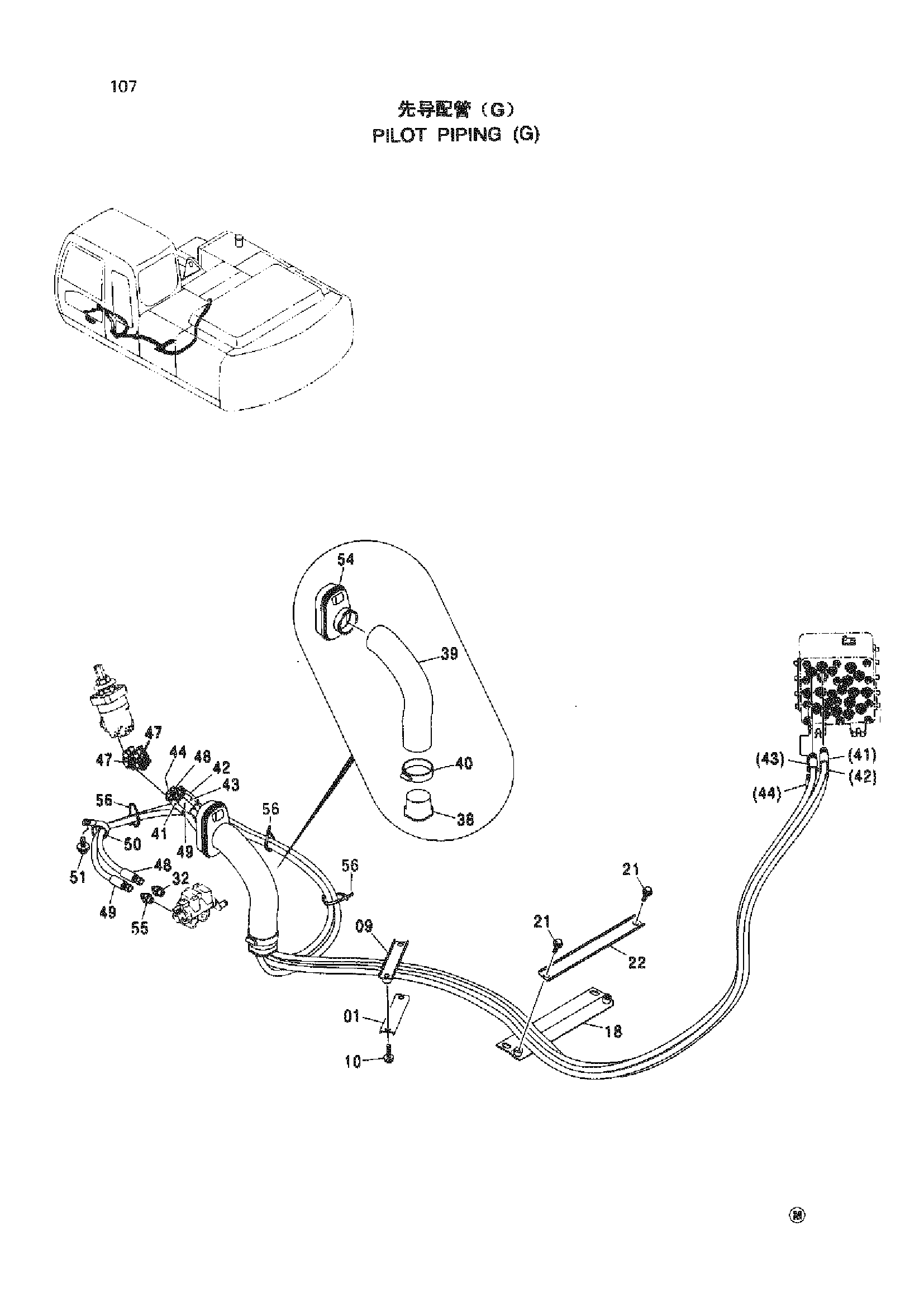 Схема PILOT PIPING ( G ) HITACHI ZX200-3-HCMC
