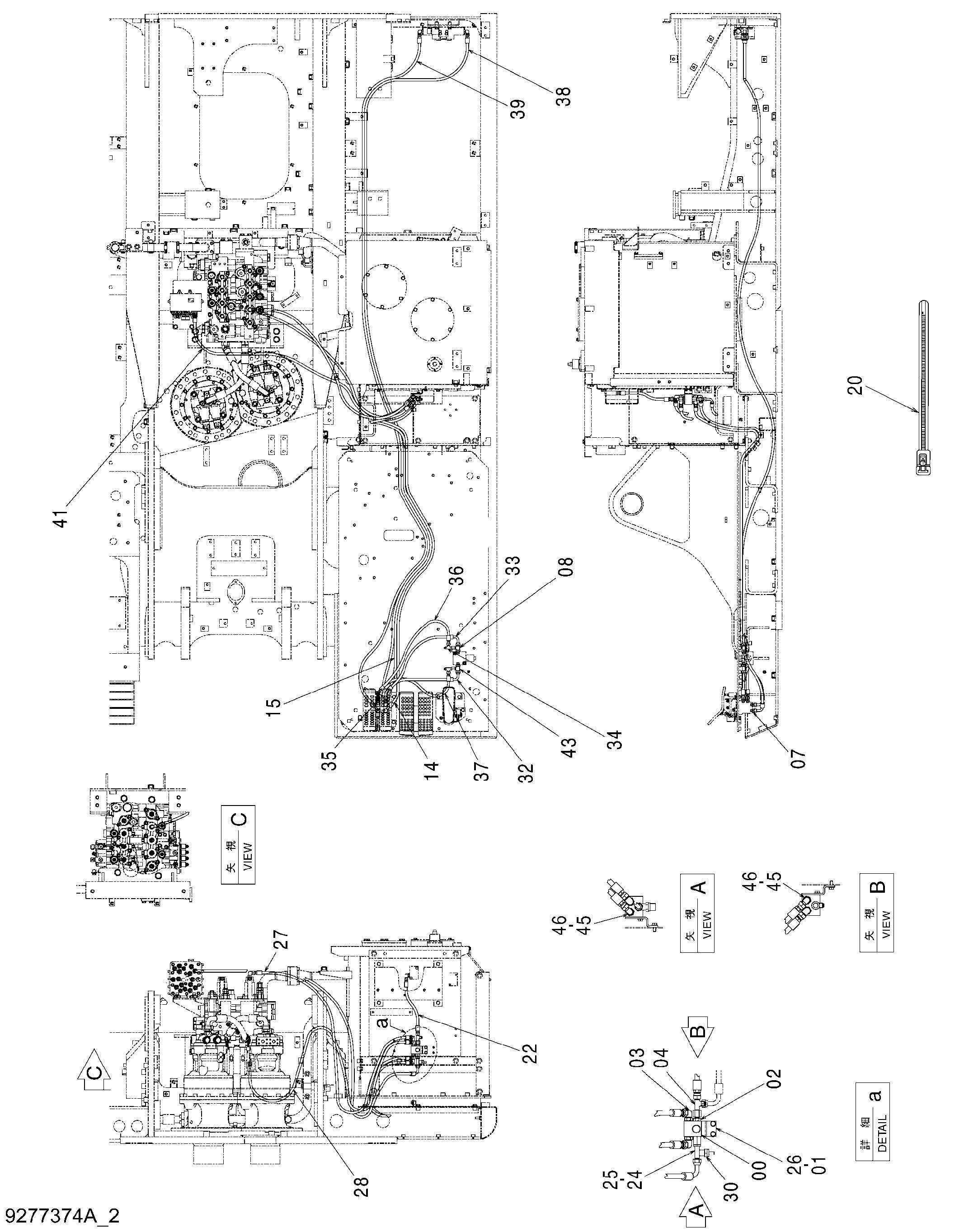 Схема Пилотные гидролинии (правый педаль)(двойной)(гидроножницы) HITACHI ZX470H-3