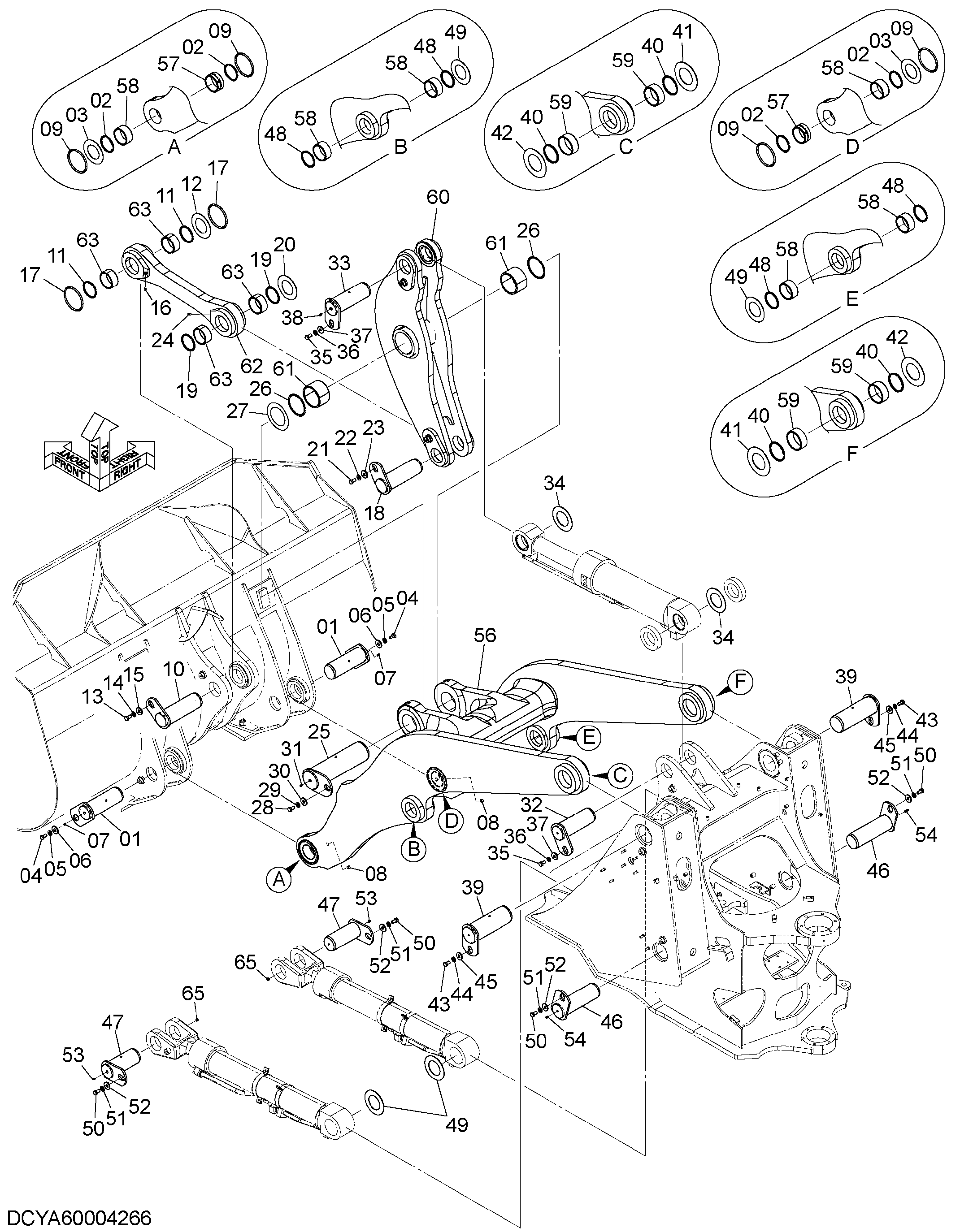 Схема Подъём рукоять HITACHI ZW250-5B