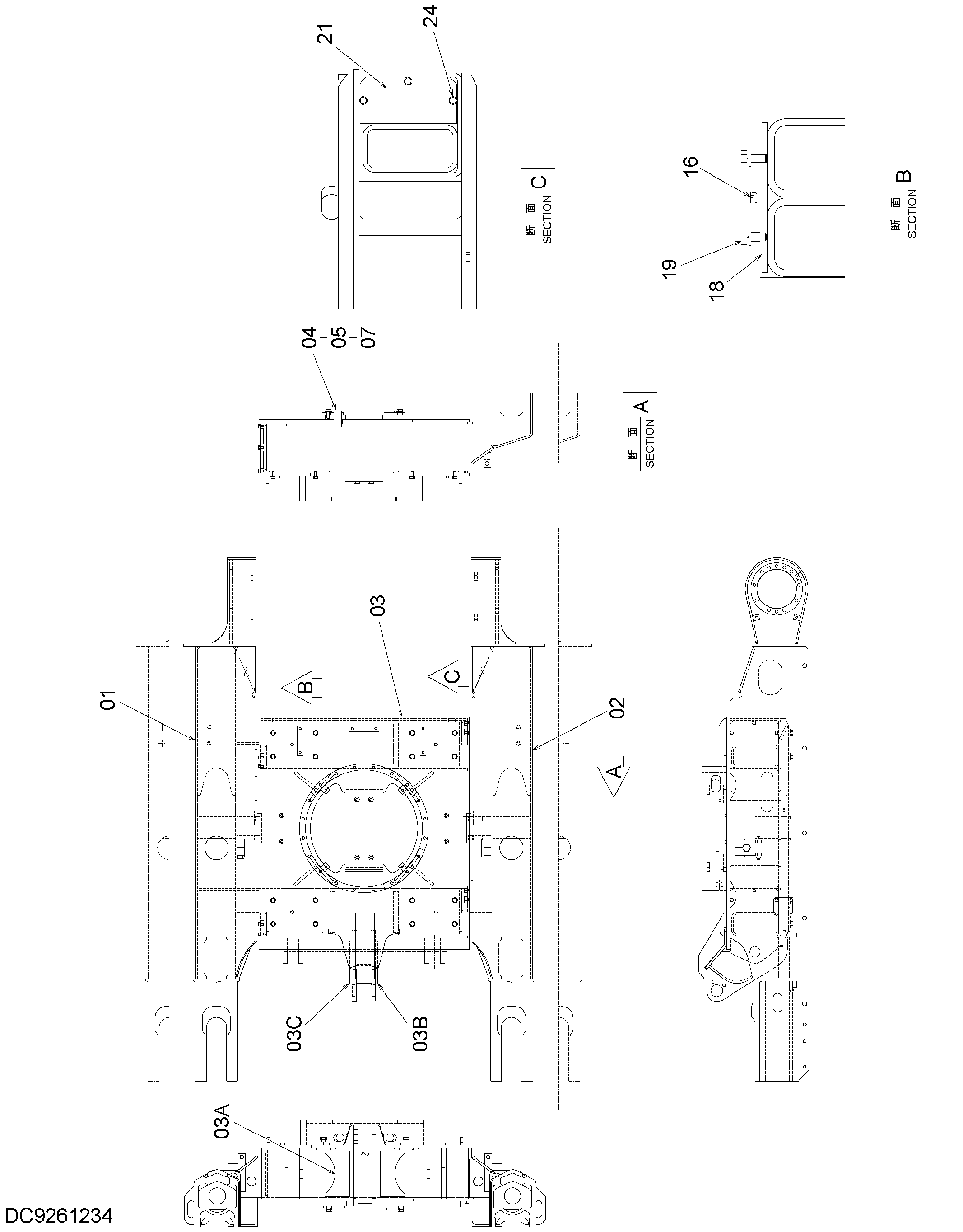 Схема Гусеничная рама HITACHI ZX35U-2