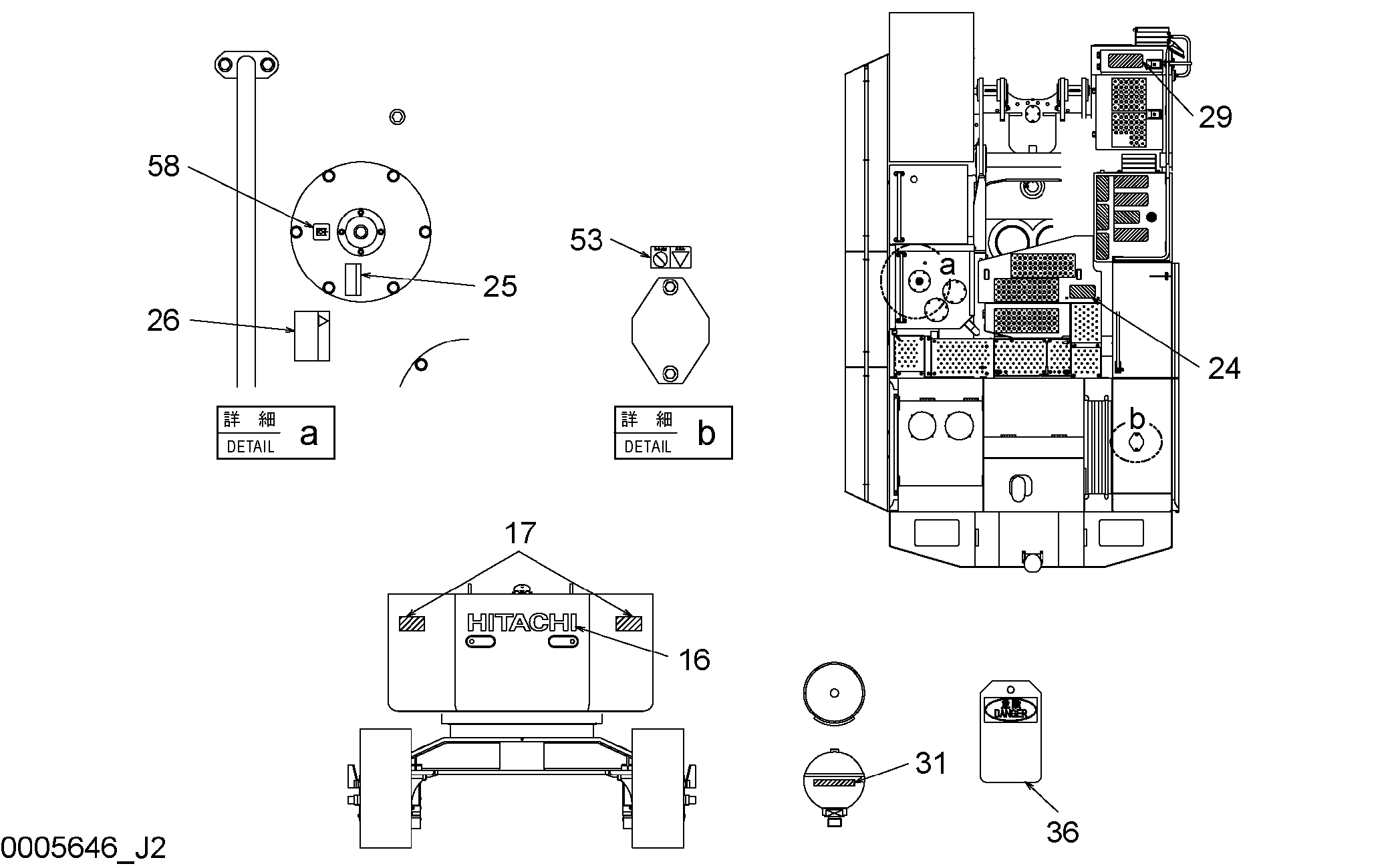 Схема Информационная табличка (верхняя платформа)(2) HITACHI ZX1800K-3