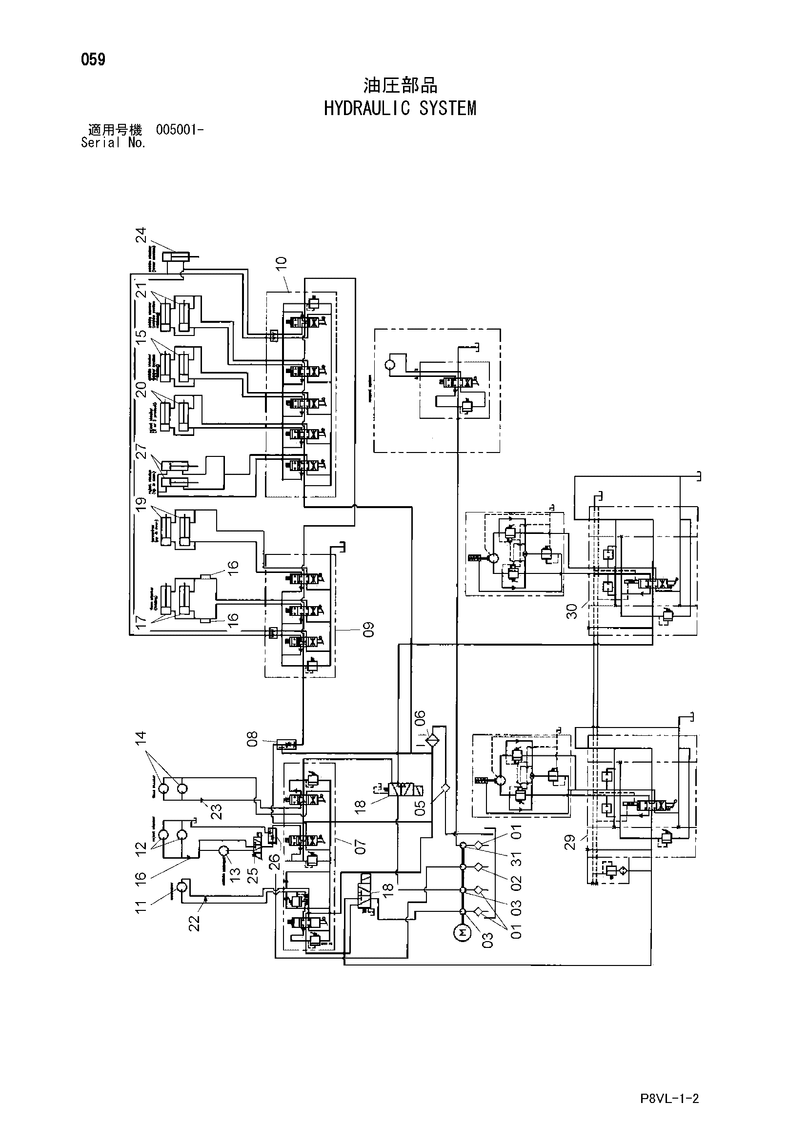 Схема Гидравлическая система HITACHI FS165T