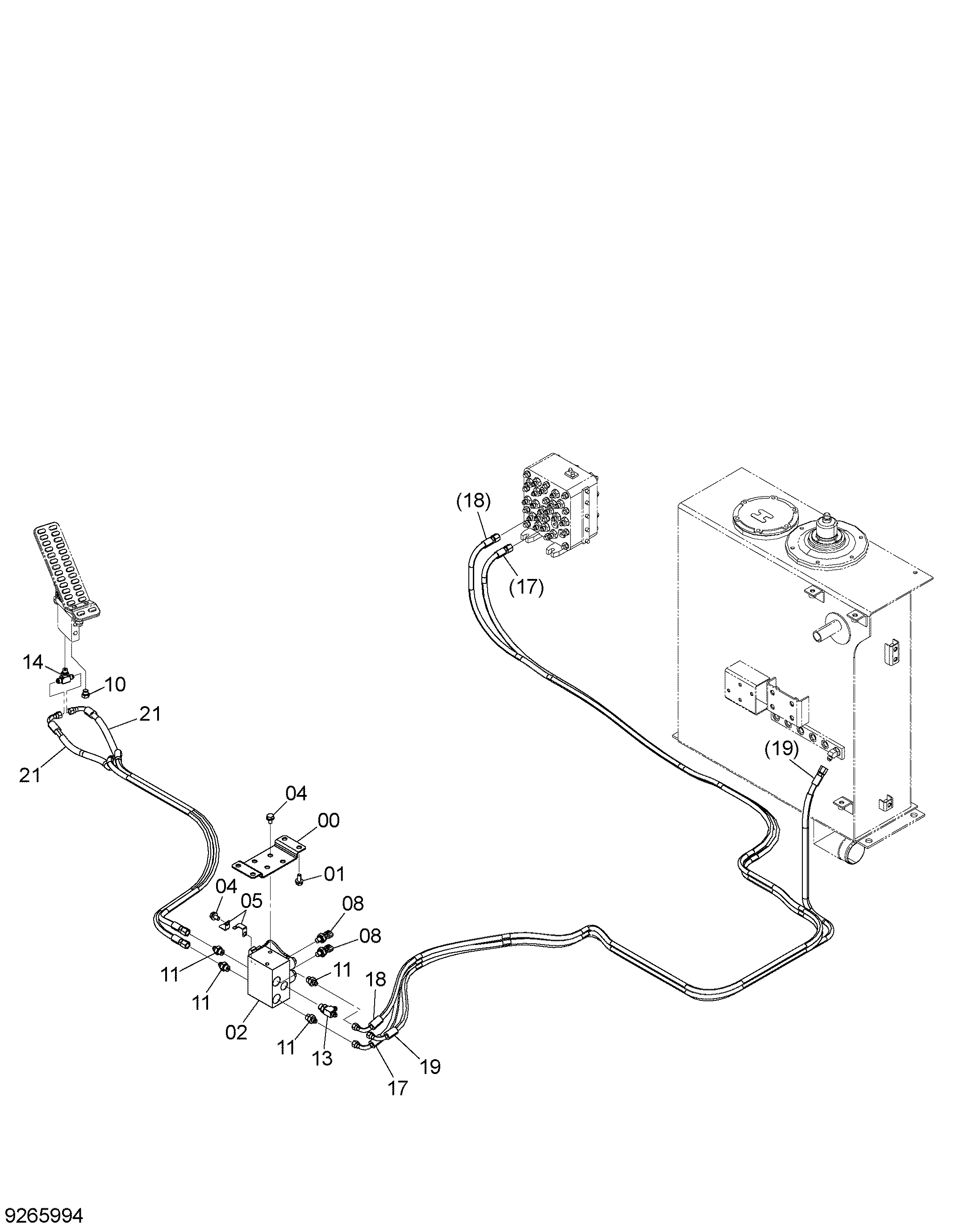 Схема Пилотные гидролинии (F) HITACHI ZX145W-3