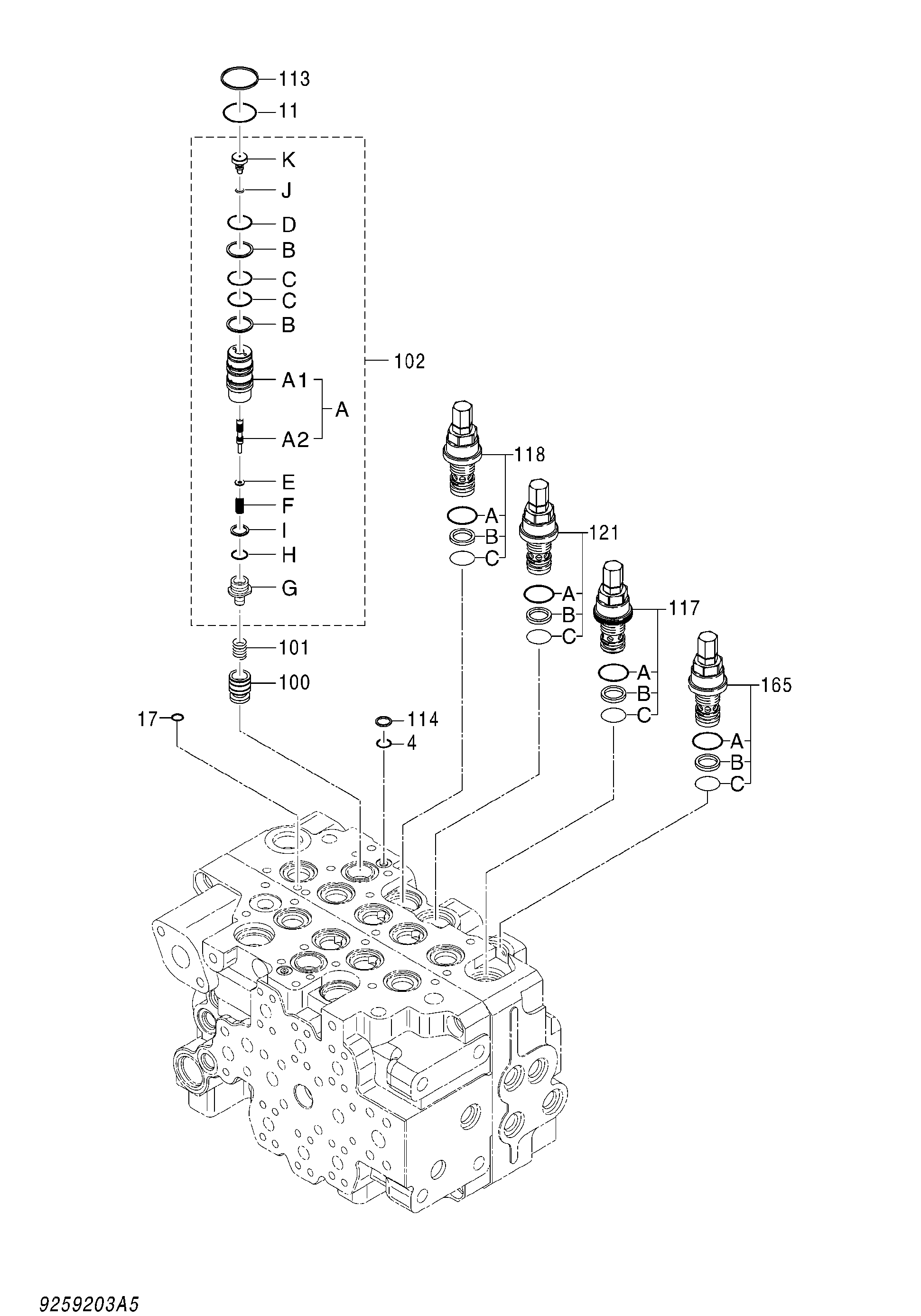 Схема Гидрораспределитель (5/8) HITACHI ZX145W-3