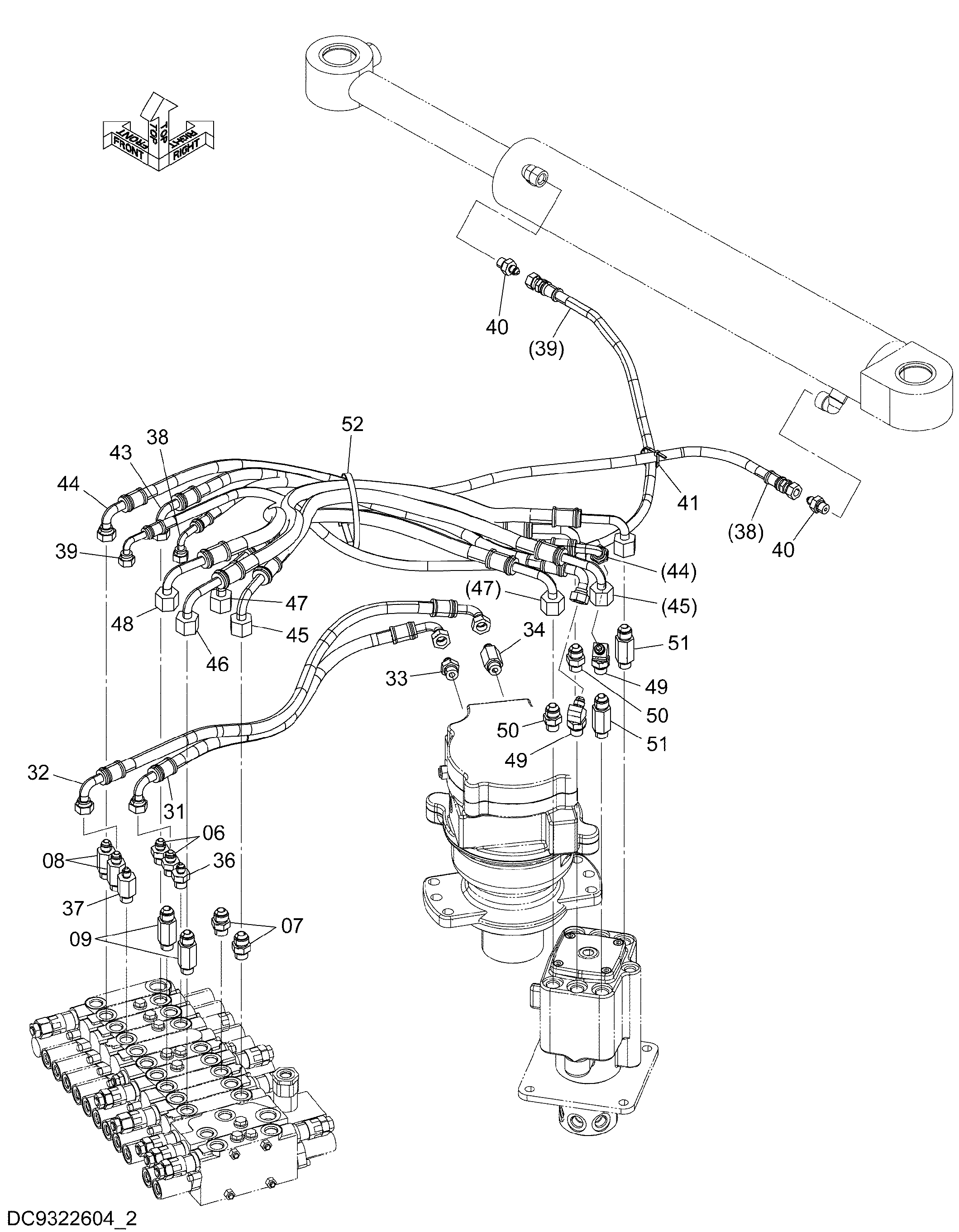 Схема Основные гидролинии (2) HITACHI ZX35B